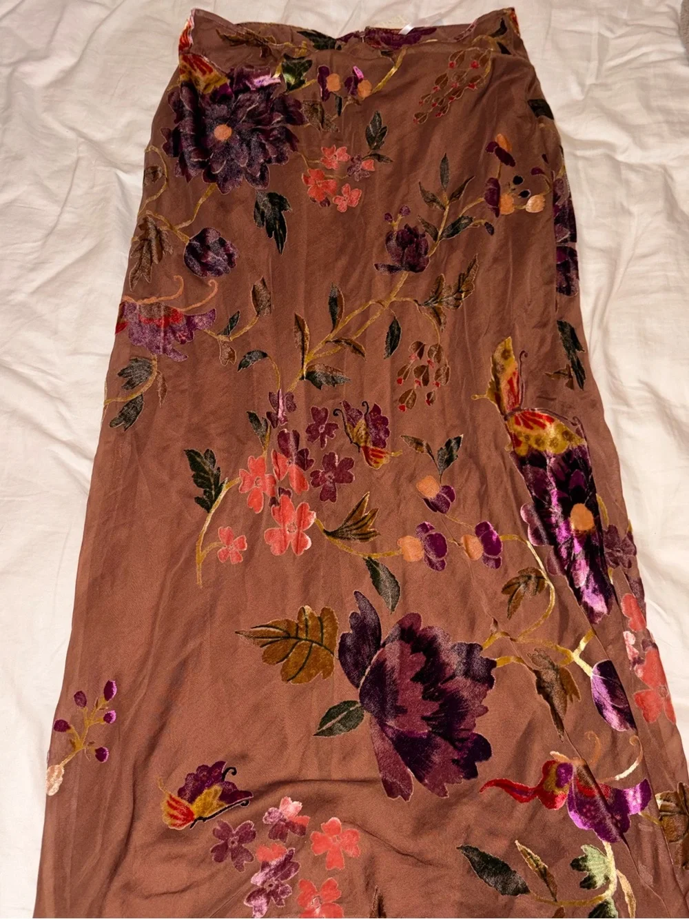 Free People Secret Garden Burnout Floral Midi Skirt | Chocolate Combo - Picture 3 of 4
